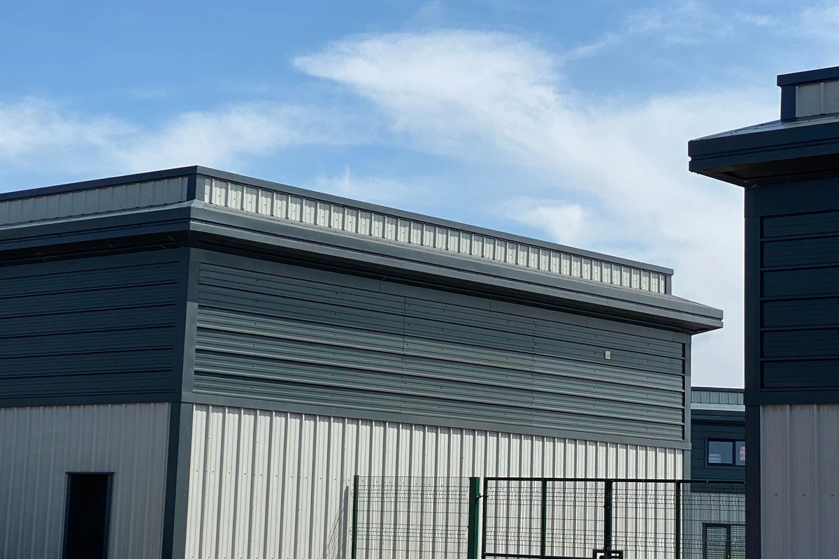 Modern grey-clad industrial units