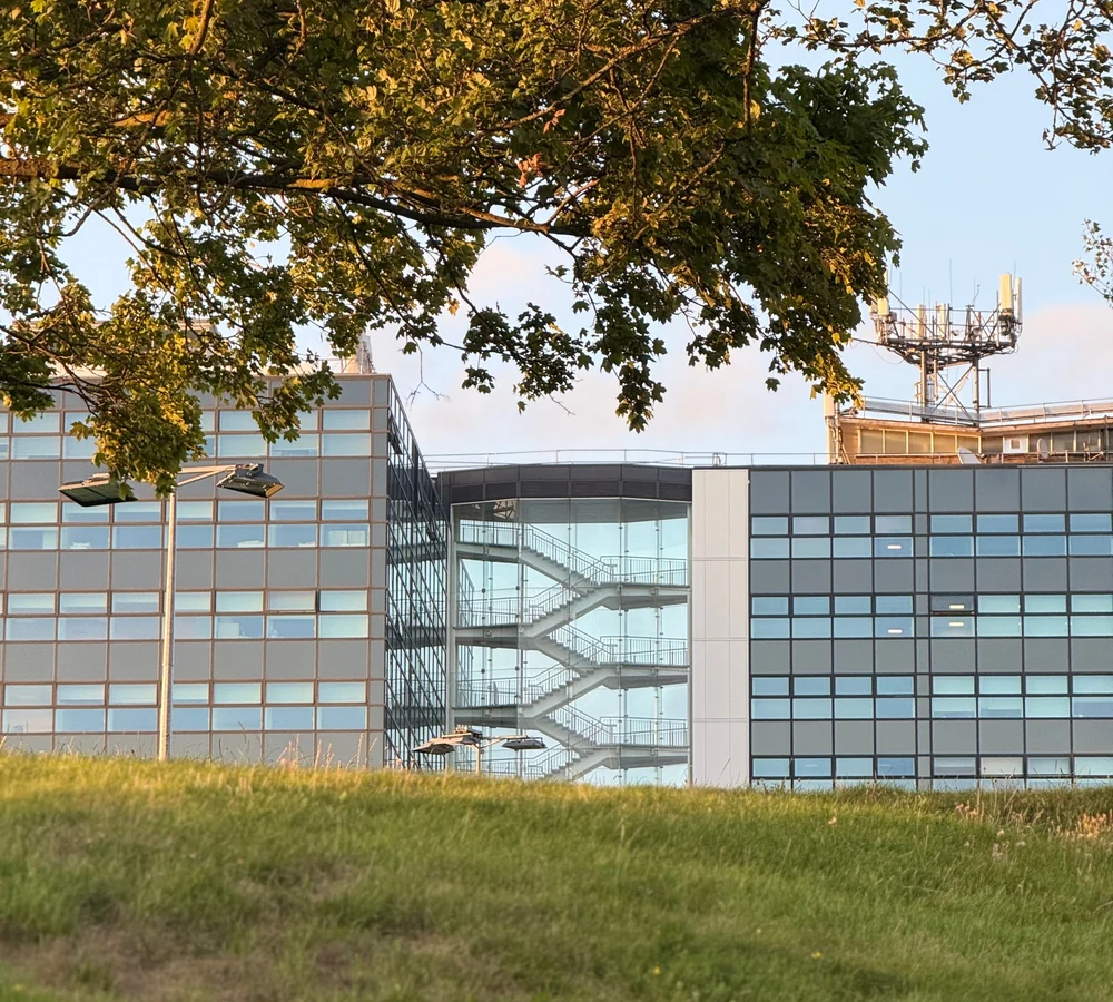 Modern office building with a glass facade